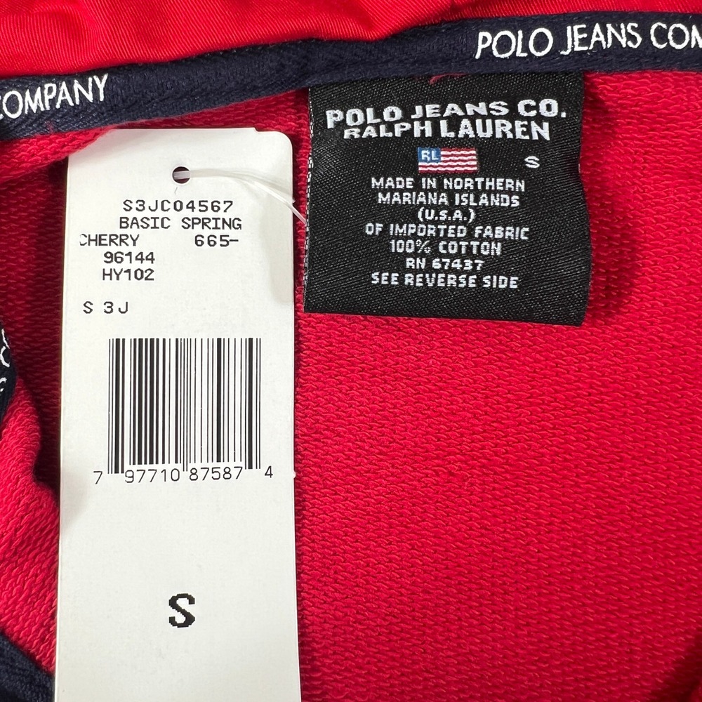 Polo Jeans Co Ralph Lauren Zip Hoodie Women's Small Red Short Sleeve Graphic VTG - Picture 4 of 9